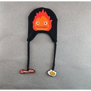 Studio Ghibli Howl's Moving Castle Calcifer Breakfast Tassel Beanie Black Unisex